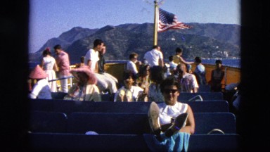 1963: an american ferry with lots of people CALIFORNIA