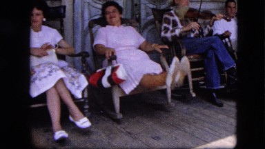 1963: family rocking chair front porch country rural music making CALIFORNIA