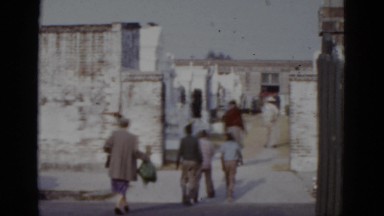 1952: Graveyard Cemetery Old Buildings Ruin Like Town. Arizona