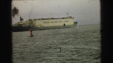 A Cargo Ship Navigates Seattle, Washington Waters