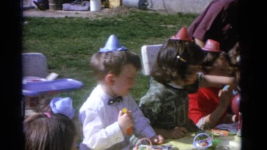 1963: childrens birthday party in a backyard on a sunny day CAMDEN, NEW JERSEY