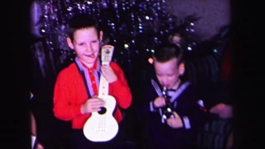 1974: kids playing toy musical instruments LYNBROOK, NEW YORK