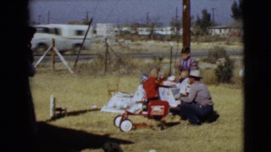 1968: a picnic in a garden area is seen CLARKSDALE, ARIZONA