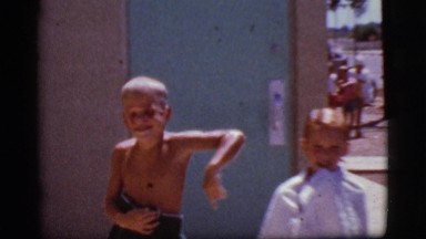 1968: children are seen having fun in a garden area COTTONWOOD, ARIZONA
