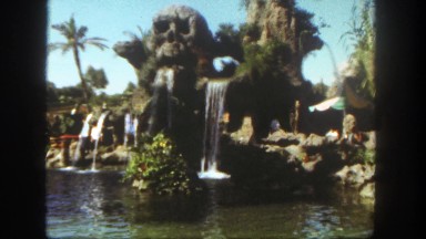 1962: a beautiful waterfall featuring a skull at an amusement park SAN PEDRO