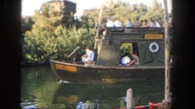 1962: a boat is seen approaching a pathway SAN PEDRO, CALIFORNIA