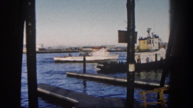 1962: river boat approaching dock amidst other large boats DISNEYLAND