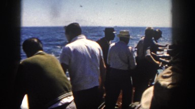 1962: a group of people in a motor driven boat SAN PEDRO, CALIFORNIA
