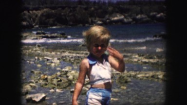 1958: little girl playing at the beach AMES, IOWA