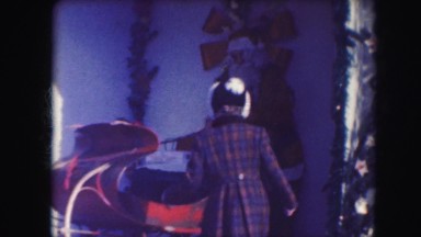 1958: girl meets santa claus in his sleigh to ask for this very good