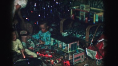 1958: an indoor christmas party is seen AMES, IOWA