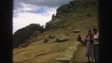 1958: people observing a beautiful rugged landscape from a lookout COLORADO