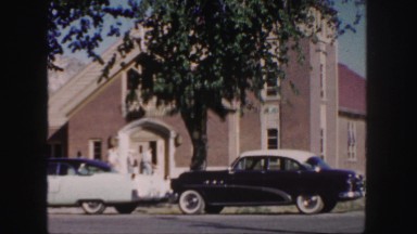 1958: magnificent church with lot of devotees entering it COLORADO