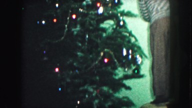 1958: a boy is busy with decorating an x-mas tree inside the room AMES, IOWA
