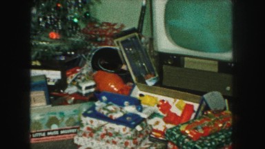 1958: a crisp christmas morning with a tinseled tree and presents waiting