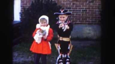 1958: two children playing on the outside. AMES, IOWA