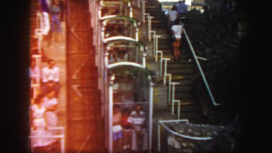 1958: People Going Up Wooden Steps to Ride Descending Hill