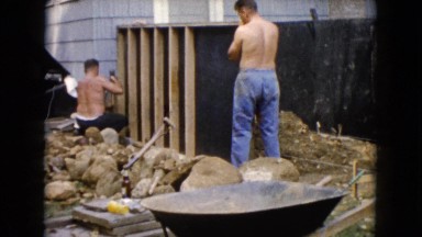 1960: a construction area beside a mud WAUCONDA, ILLINOIS