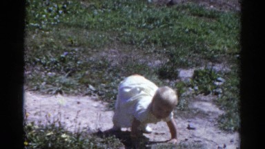 1959: a toddlers is seen crawling CATSKILL GAME FARM, NEW YORK