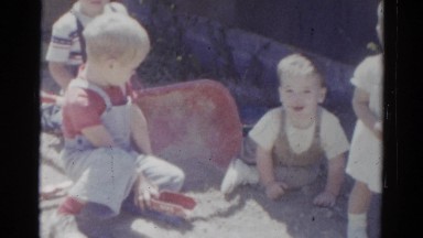 1959: children are seen having fun in a garden area CATSKILL GAME FARM, NEW YORK