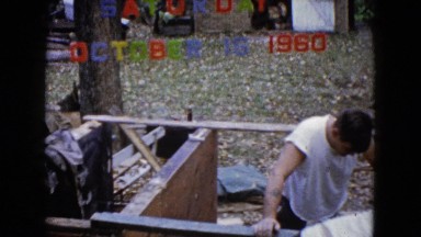1960: putting together the new deck in the backyard of the house. WAUCONDA