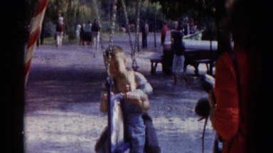 1959: a swing scene is seen CATSKILL GAME FARM, NEW YORK