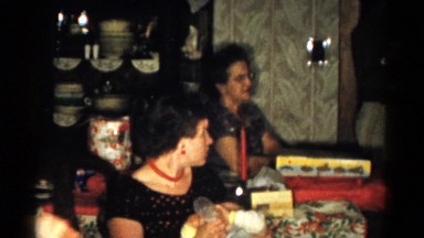 1959: an indoor family party is seen CATSKILL GAME FARM, NEW YORK
