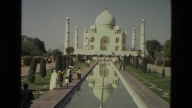 1974: Visitors Approaching and Leaving the Taj Mahal Along Reflecting Pool