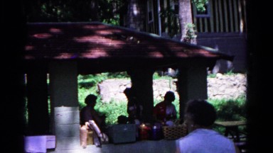 1963: a picnic in a garden area is seen COLD SPRINGS, NEW YORK