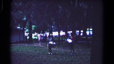1963: family and friends preparing for a reunion cookout in the park