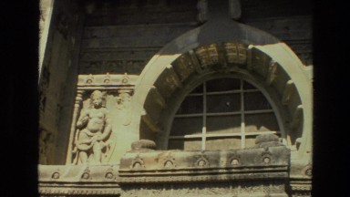 1974: stone relief carved building fancy entrance INDIA