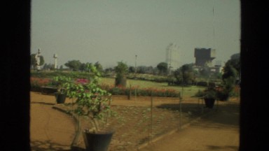 1974: pleasant city center area parks green with life and love INDIA