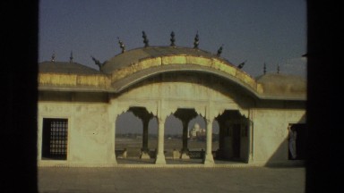 1974: Magnificent Old Fort with Visitors Standing at the Entrance India