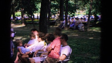 1963: a picnic in a forest area is seen COLD SPRINGS, NEW YORK