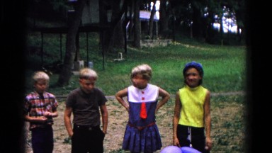 1963: children are seen having fun in a garden area COLD SPRINGS, NEW YORK