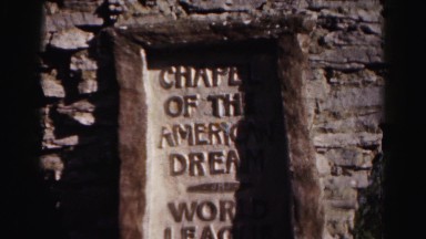 1962: Panning Over A Rustic Brick Church Sign In Hagerstown, Maryland
