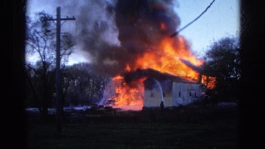 1968: A House Engulfed in Red Hot Flames and Dark Smoke as It Burns Wauconda