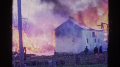1968: a fire is seen drenched in a area WAUCONDA, ILLINOIS