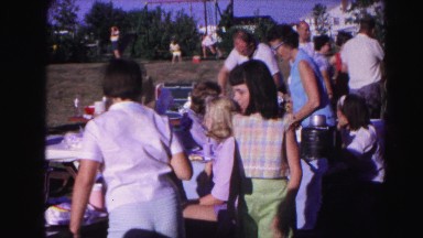 1962: a picnic in a garden area is seen HAGERSTOWN, MARYLAND