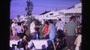 1962: people are taking part in a party arranged outdoor. HAGERSTOWN, MARYLAND
