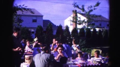 1962: people gathered outdoors at a large family picnic HAGERSTOWN, MARYLAND