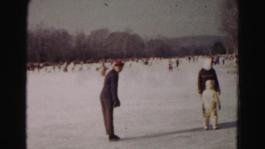 1962: meeting up for family ice skating on outdoor frozen lake HAGERSTOWN