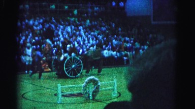 1962: team of dancers in a large gymnasium waiting for rally HAGERSTOWN