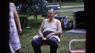 1962: grandpa relaxing on the front lawn circa 1950s CHICAGOLAND AREA