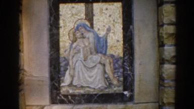 1962: still shot window painting of jesus CHICAGOLAND AREA
