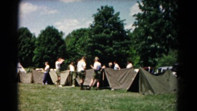 1966: summer camping in tents, vintage clip