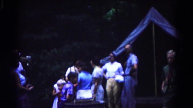1966: people enjoying a traditional picnic and camping in the countryside
