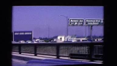 1966: a busy city freeway as seen from a moving vehicle CATALINA, CALIFORNIA