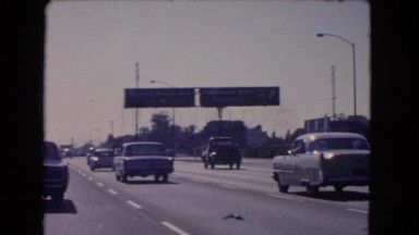 1966: A Busy City Freeway Seen from a Moving Vehicle in Catalina, California
