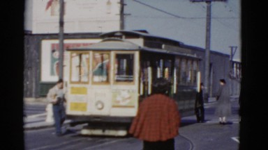 1952: a tram is seen SAN FRANCISCO, CALIFORNIA